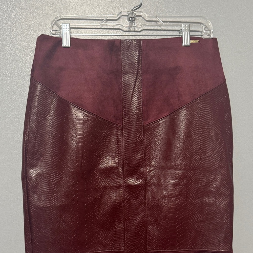 Marc New York Burgundy Leather Pencil Skirt - Picture 3 of 4